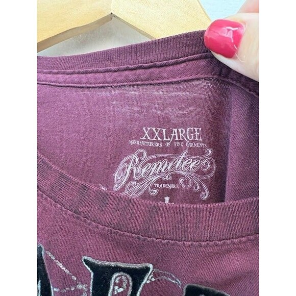 Men's Remetee Y2K Graphic T Shirt Size XXl Maroon Cross and Angel Wings - Picture 3 of 7